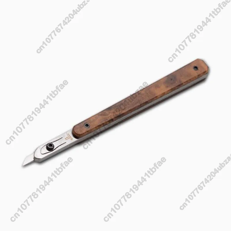 Multifunctional engraving tool with black walnut handle, replaceable blades, leather cutting tool - Nattools leather knife
