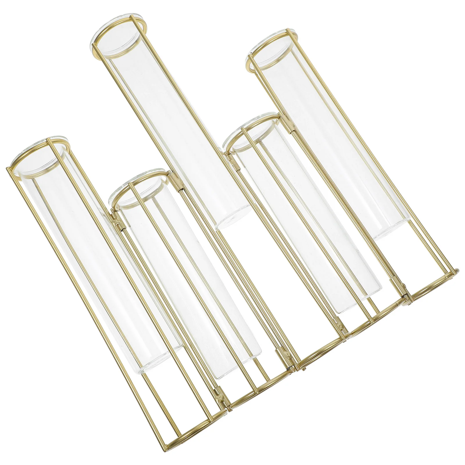 

Five-Link Metal Flower Vase Hydroponic Test Tube Propagation Station Plant Holder Tubes Rotatable Frame Desktop Floral