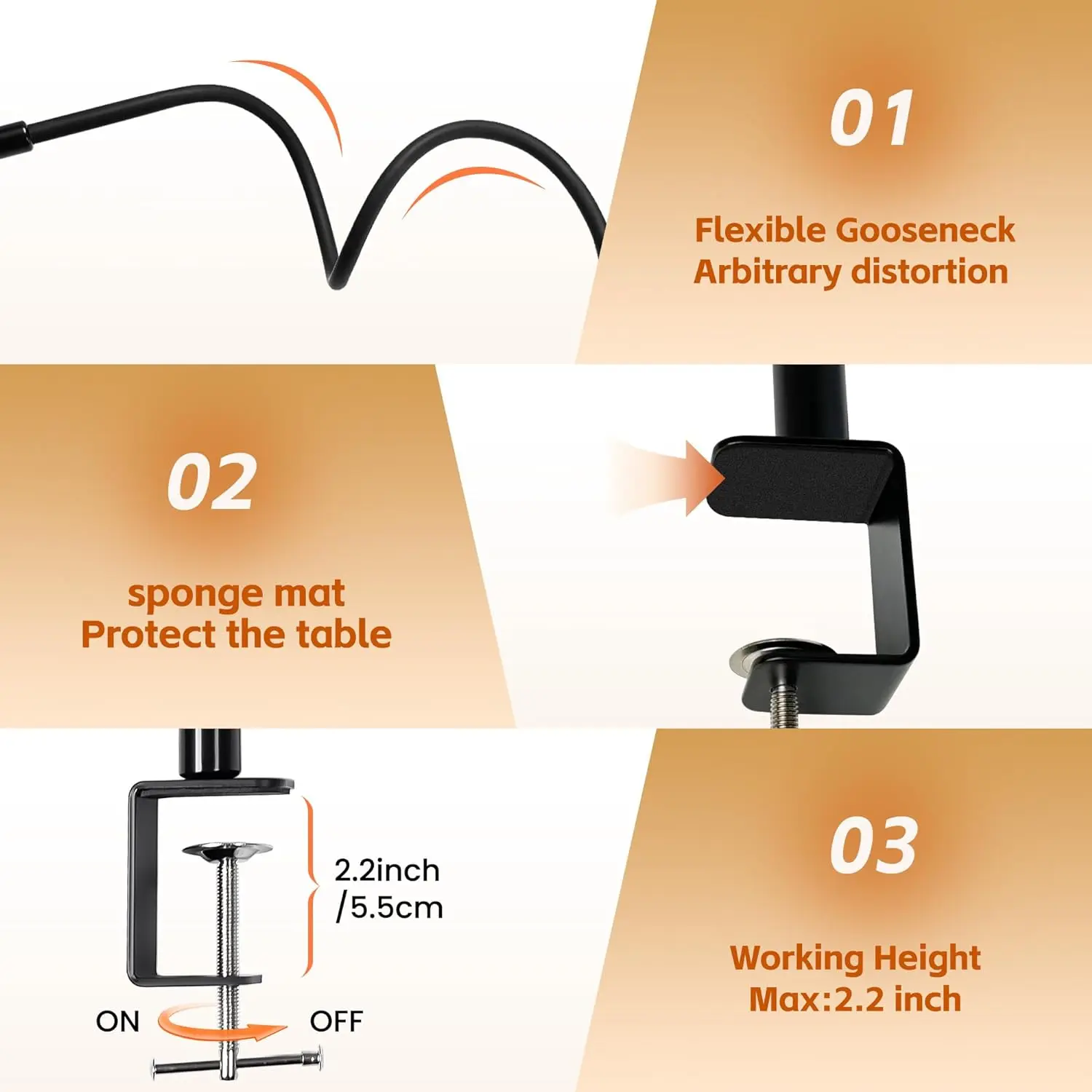 Imagem -03 - Gooseneck Led Desk Lamp Stepless Escurecimento Lâmpadas de Mesa com Braçadeira Olho Cuidar Controle Remoto sem Fio Ajustável