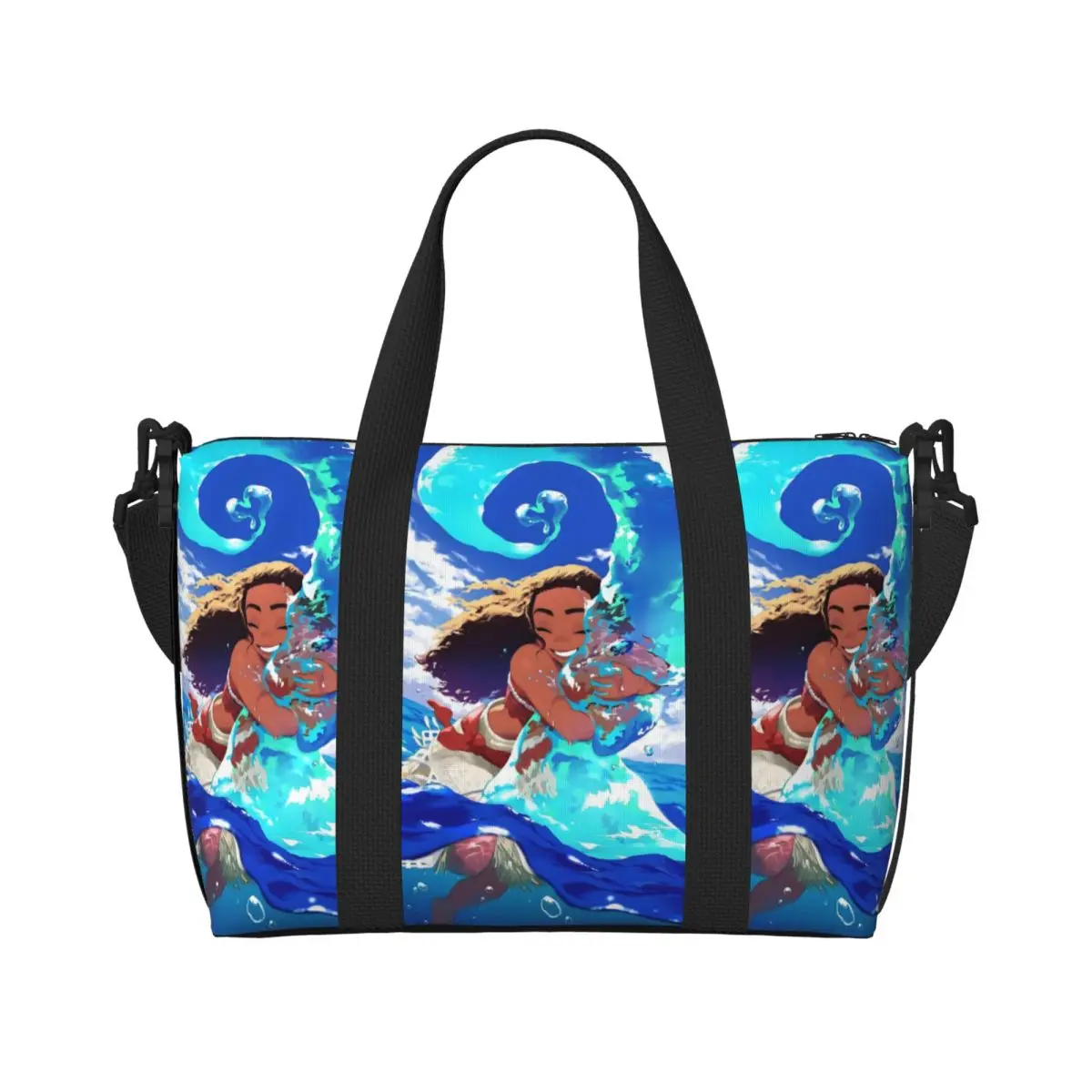 

Custom Moana Groceries Tote Shopping Bag Women Large Capacity Cartoons Beach Gym Travel Bags