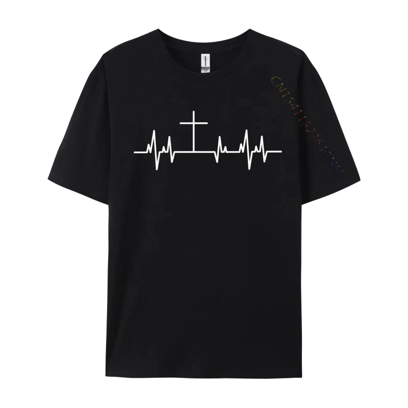 Christians Heartbeat Ecg Cosie Premium Cotton T-Shirts For Men Slim Fit T Shirt Wholesale Sweatshirts Cool Men Clothing