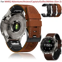 Leather Quickfit Band For Garmin MARQ Adventurer Aviator Captain Golfer Athlete Gen 2 Strap 22mm Watchband Fenix 7 6 Pro 5 Plus