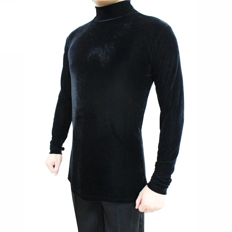 

Ballroom Dance Shirt For Men Long Sleeve Velvet High Collar Salsa Cha Latin Shirt Men'S Dance Top Practice Clothes Wear DNV10305