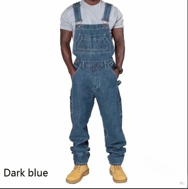 Fashion Suspenders Casual Pants Men's Perforated Denim One-piece Belt