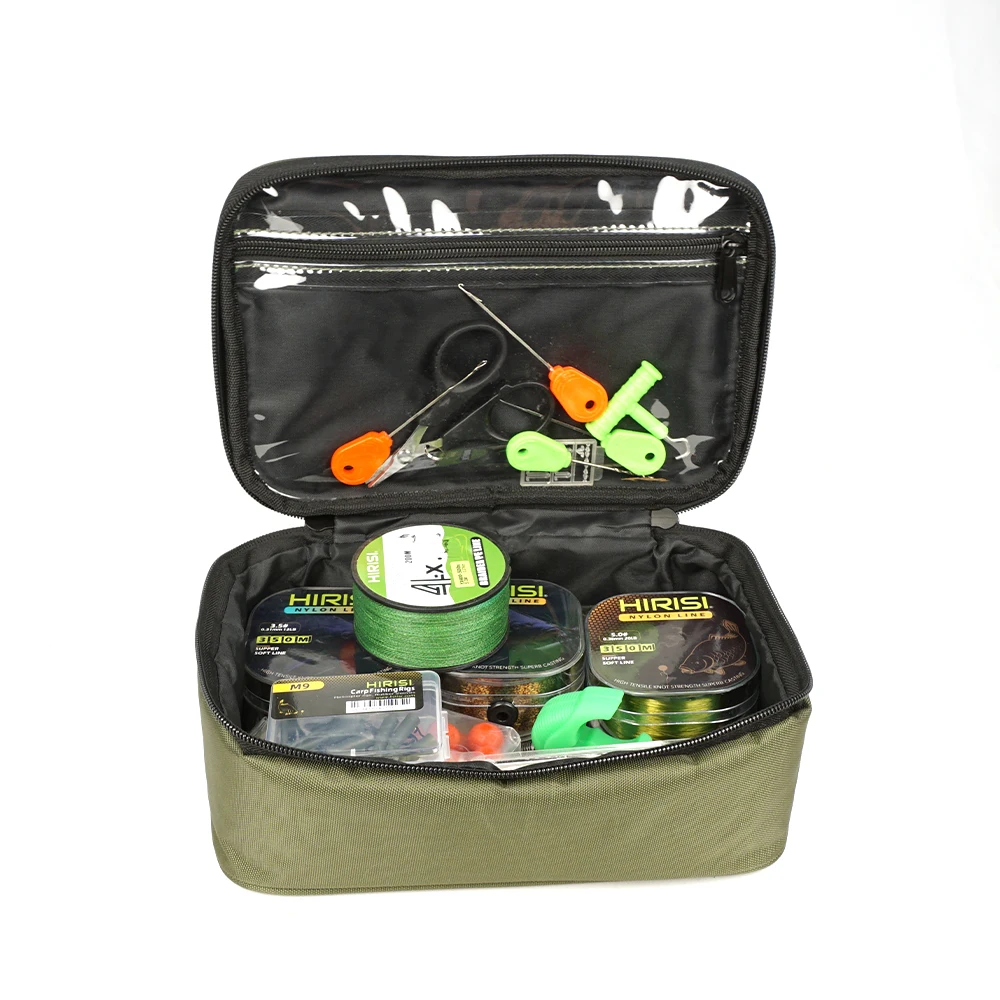 Hirisi الكارب حقيبة الصيد دائم بولي كلوريد الفينيل أكسفورد النسيج مقاوم للماء سعة كبيرة متعددة جيب بكرة السمك إغراء تخزين معالجة الملحقات #4