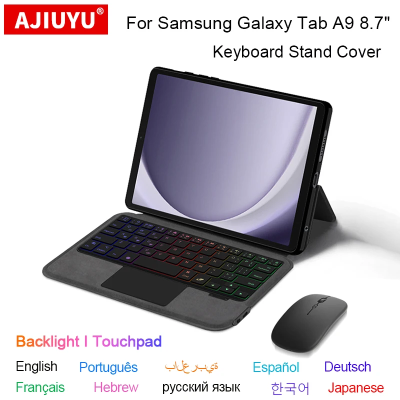 Keyboard Stand Holder For Samsung Galaxy Tab A9 8.7 Inch SM-X110 SM-X115 SM-X117 Backlight Magic Keyboard For Galaxy Tab A9 Case