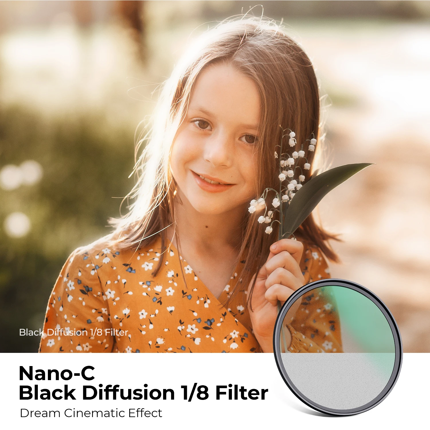 K&F Concept Black Mist Diffusion 1/8 Filter 49/55/67/72/77/82mm With 18 Multi-Layer Coatings For Video/Vlog/Portrait Photography