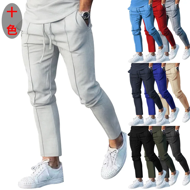 Spring Autumn New Casual Man Pants Fashion Motion Comfortable All-match Running Trousers Elastic Pockets Drawstring Pencil Pants