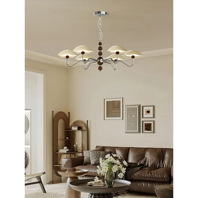 French cream style living room chandelier medieval wabi-**** wind 2024 new flying saucer eye protection star track pendant chain