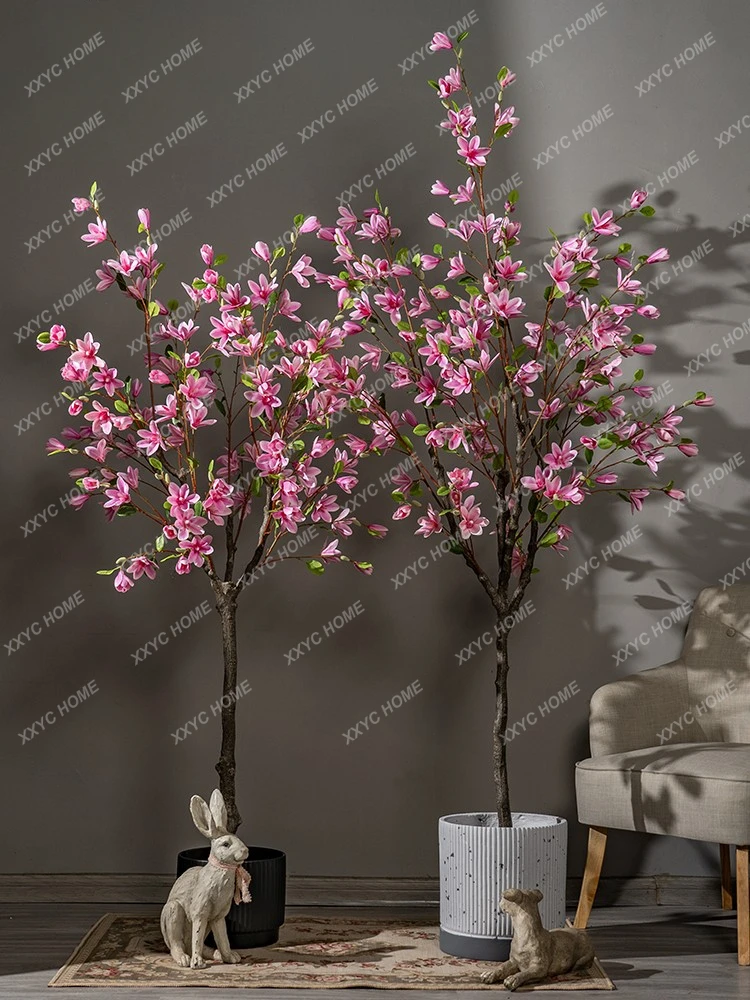 Imitative Tree Magnolia Kapok Floriculture and Fake Flower Green Plant Fake Trees Floor Bonsai Living Room Showcase Landscaping