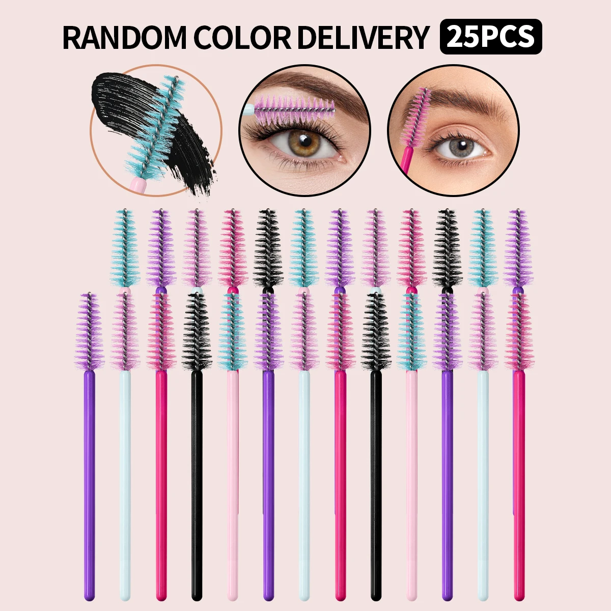 Eyelash Extension Wholesale - 25本入り使い捨てまつげブラシ卸売 マスカラアプリケーター アイブロウブラシ 化粧ブラシ まつげエクステ用メイクアップツール