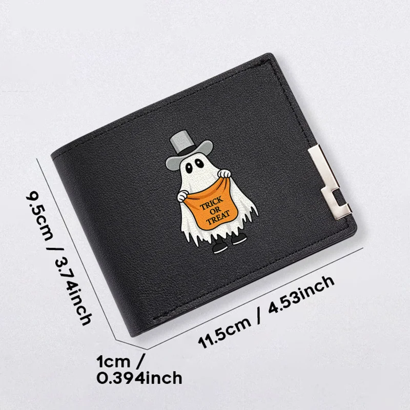 Trick or Treat Ghost Design PU-portemonnee voor heren, minimalistische zakelijke stijl, lichtgewicht, duurzaam, dagelijks accessoire