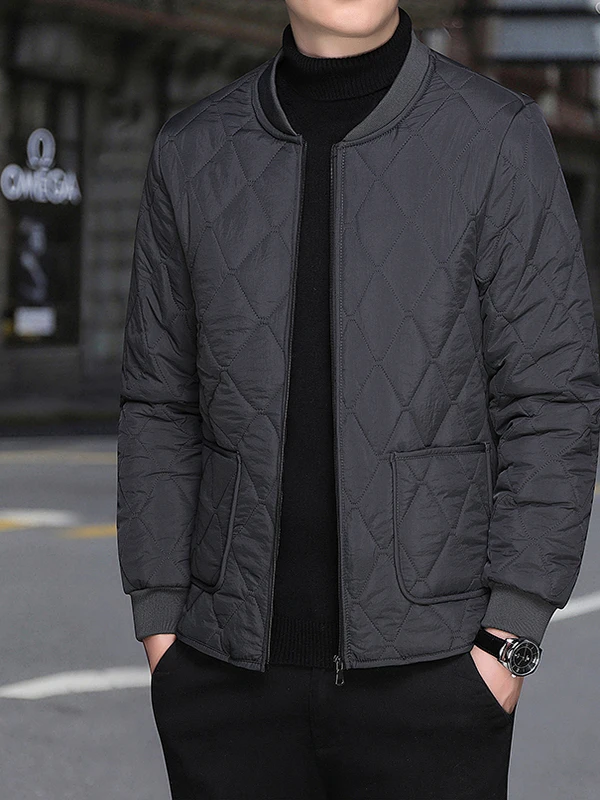 

Men's Fce Lined Thiened Inner Cotton Jaet Autumn Winter New Sle Base Layer Stand Collar Cotton Coat Easy to Match Co...