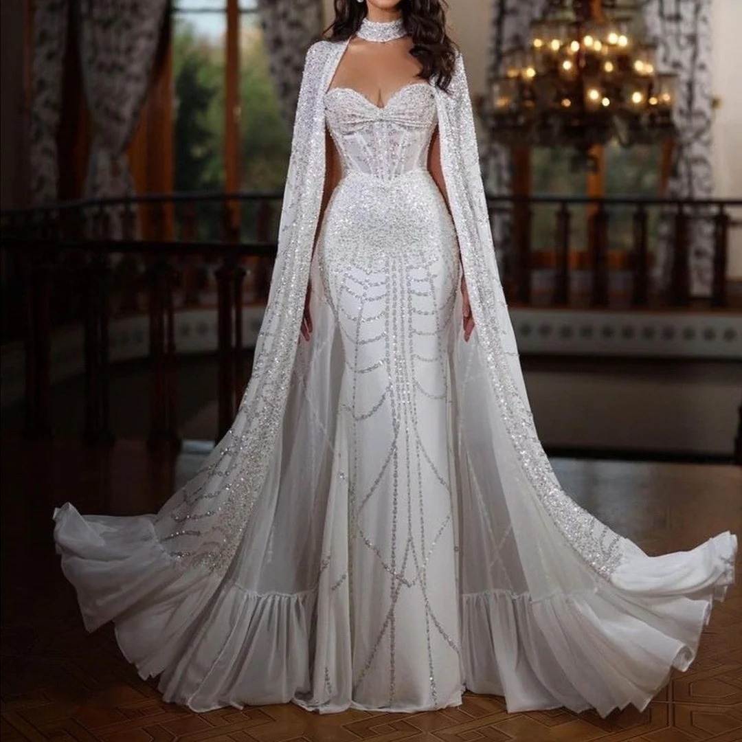 

Classic Sweetheart Beading Sequined Pleat Straight Bride Wedding Dresses Bridal Gowns Customized
