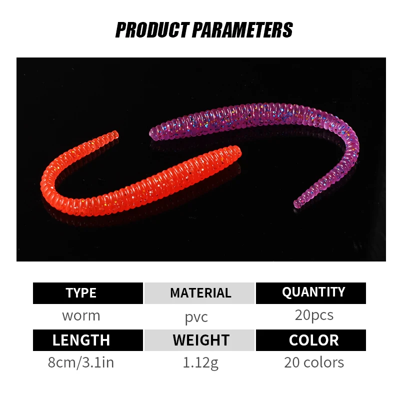 Supercontinent A Slow SinkingTrout Worm Esche morbide Esche da pesca artificiali Vermi marini Lombrico Pesca Esche morbide Wobblers