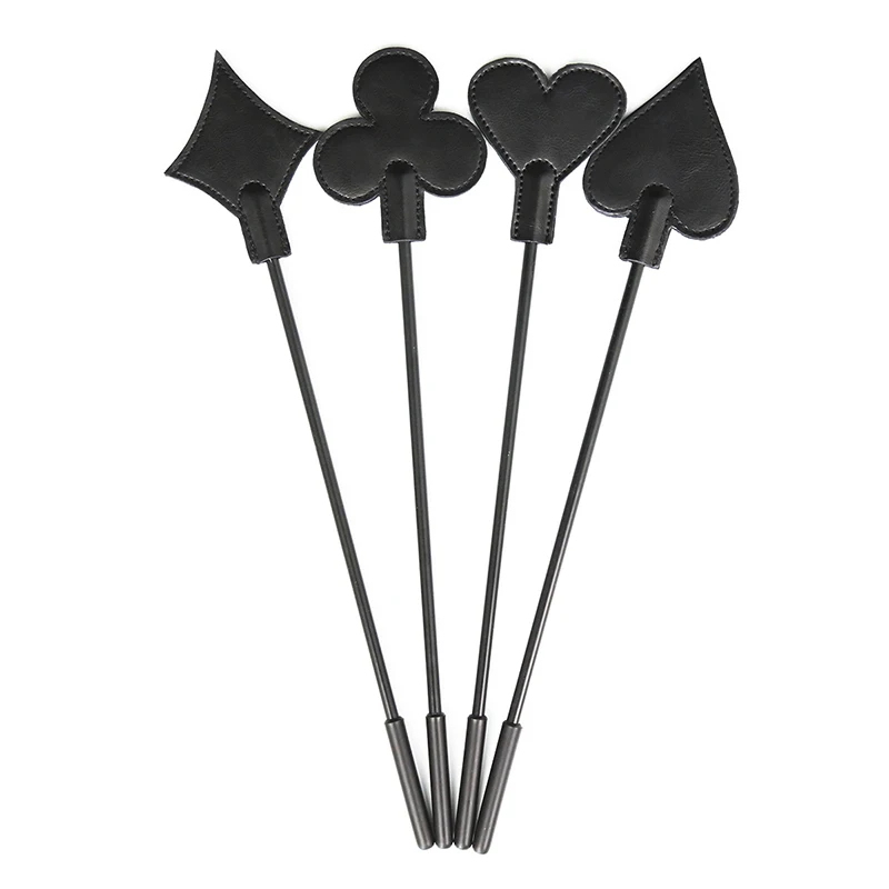 Couro preto coração Top Mini chicote reto, cavalo treinamento adestramento chicotes, equitação Flogger Colheita, plástico Handle Paddle Slapper