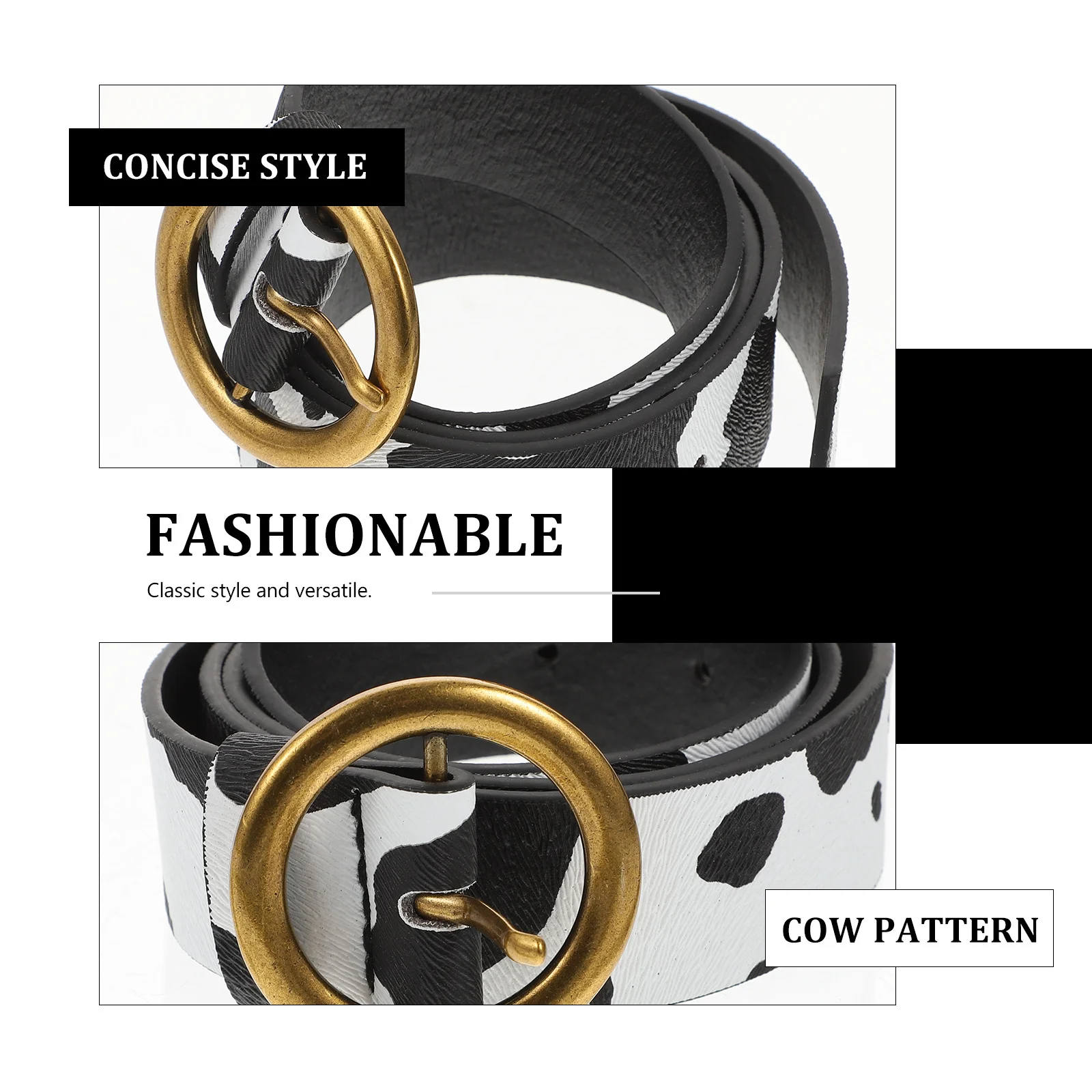 البقرة طباعة حزام للنساء موضة حزام الخصر نمط العرقية دبوس مشبك حزام السيدات فستان الجينز الملحقات #6