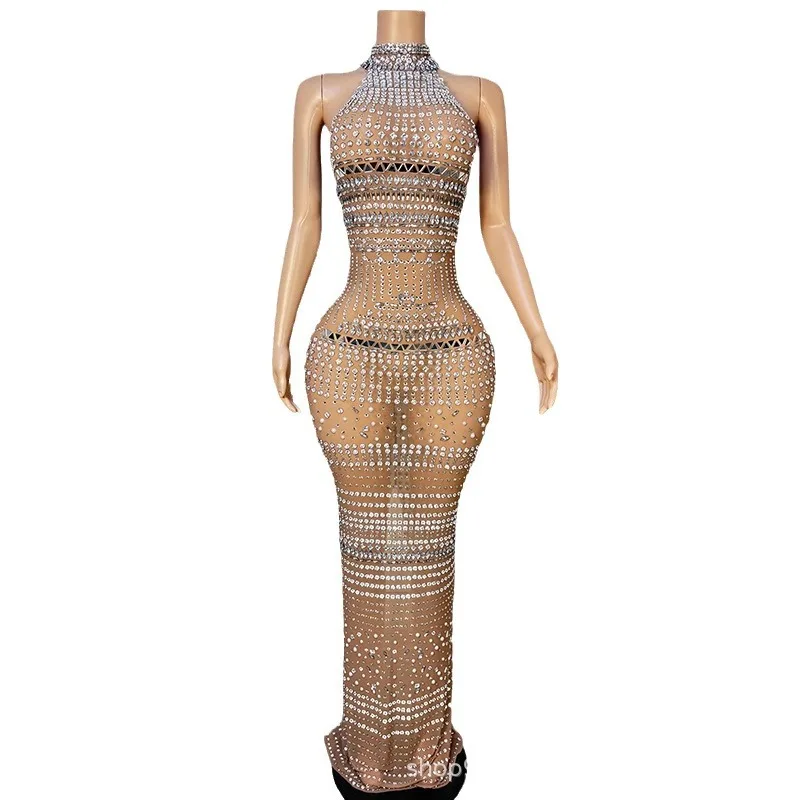 

Neck High-end Luxury Celebrity Business Show Light Luxury Dress Night Birthday Banquet Studio Photo Elegant Dress Vestido Festas