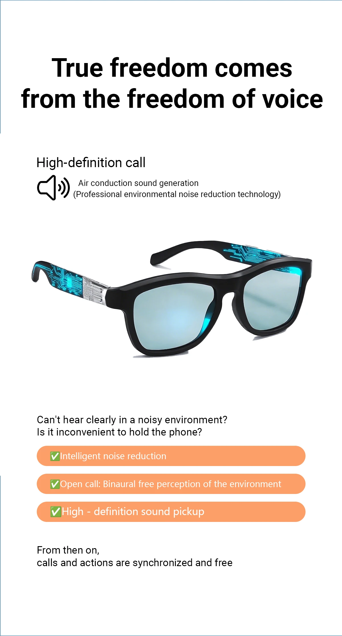 Touch-Control Farbwechselnde Sonnenbrille für Männer und Frauen Elektrochrome KI-Intelligente Übersetzungs- und Anruffunktion Musikplayer Bluetooth – Detail 5
