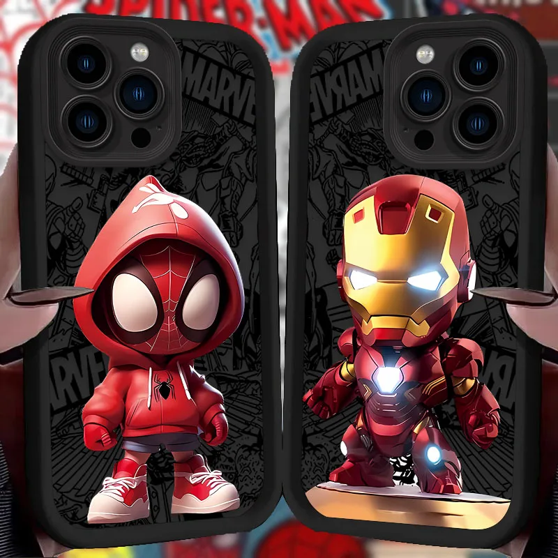 Marvel Iron Man Spider Man For iPhone 16 15 14 13 12 11 Pro Max XS Max 7 8 Plus Phone Case Shockproof Soft Silicone Back Covers