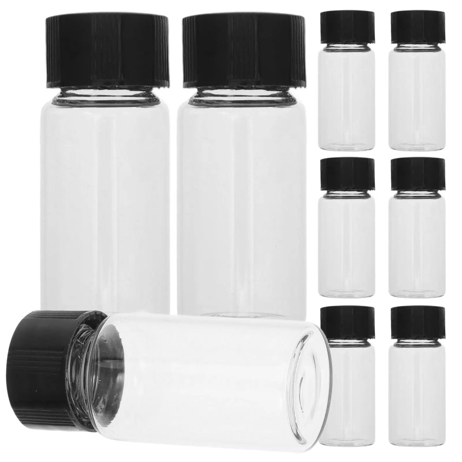 100pcs 10ml Clear Glass Vials with Screw Caps – Leakproof Lab Storage Bottles for Essential Oils & Fragrances