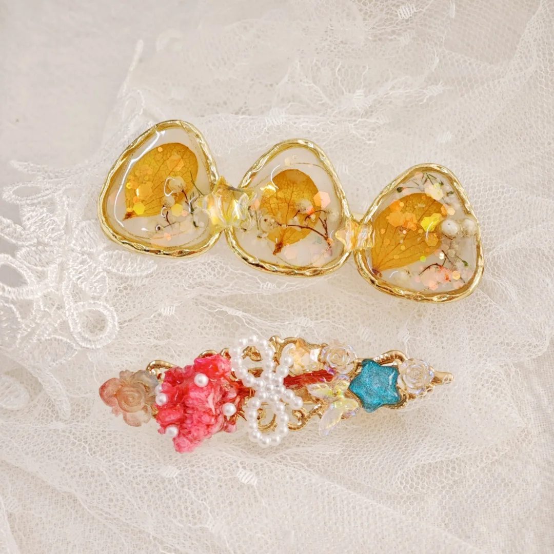 

3194 Wholesale 3D Dried Flower Hair Clip Vintage Exquisite Side Clip Bangs Clip Creative Plant Specimen Hair Accessories Gift