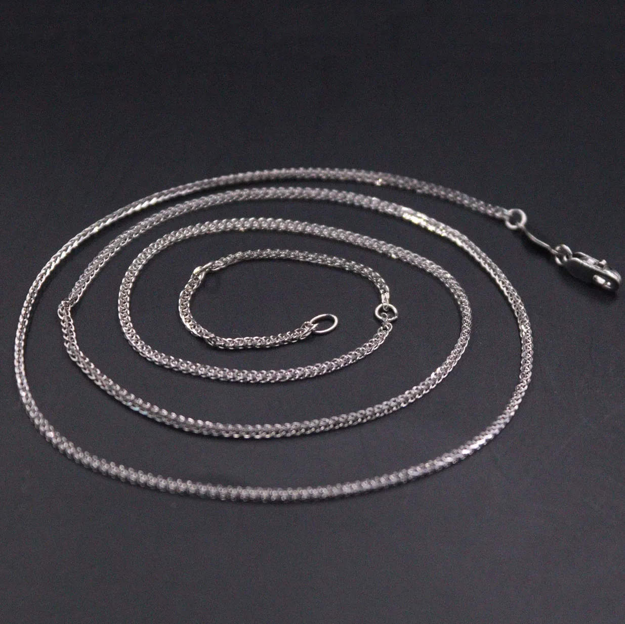 Real Fine Pt950 Platinum 950 Necklace 1.1mm Solid Wheat Link Women's Chain 18-19-20inch Neckalces