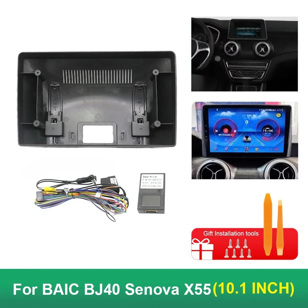 10.1 inch 25.654cm Android Radio Dash Kit for BAIC BJ40 Senova X55 2021 Canbus Box Decoder Facia Frame Panel
