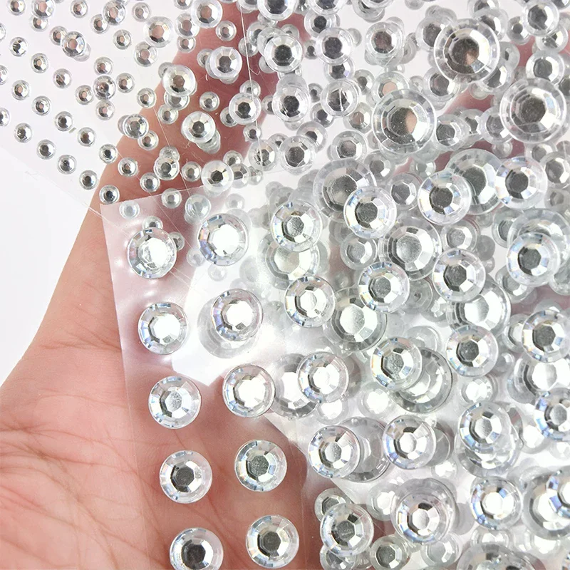 Self Adhesive Face Hair Gems Rhinestones Crystal Sticker Body Jewels Sticker Makeup Crafts Home Decor Sticker