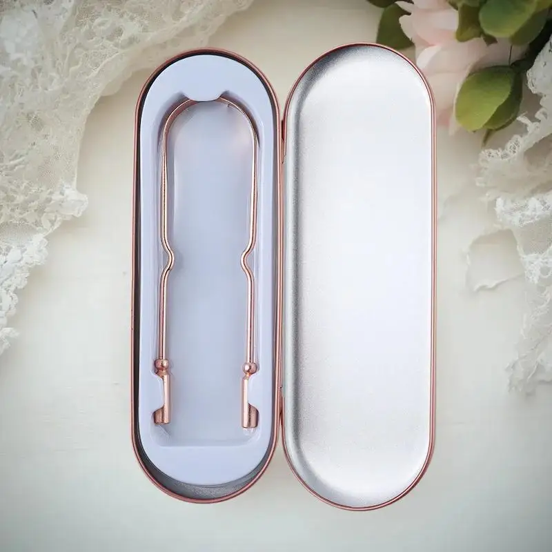 Stainless Steel/Pure Copper Tongue Scraper With Storage Box Oral Cleaner Brush Fresh Cleaning Hygiene Tongue Scrape