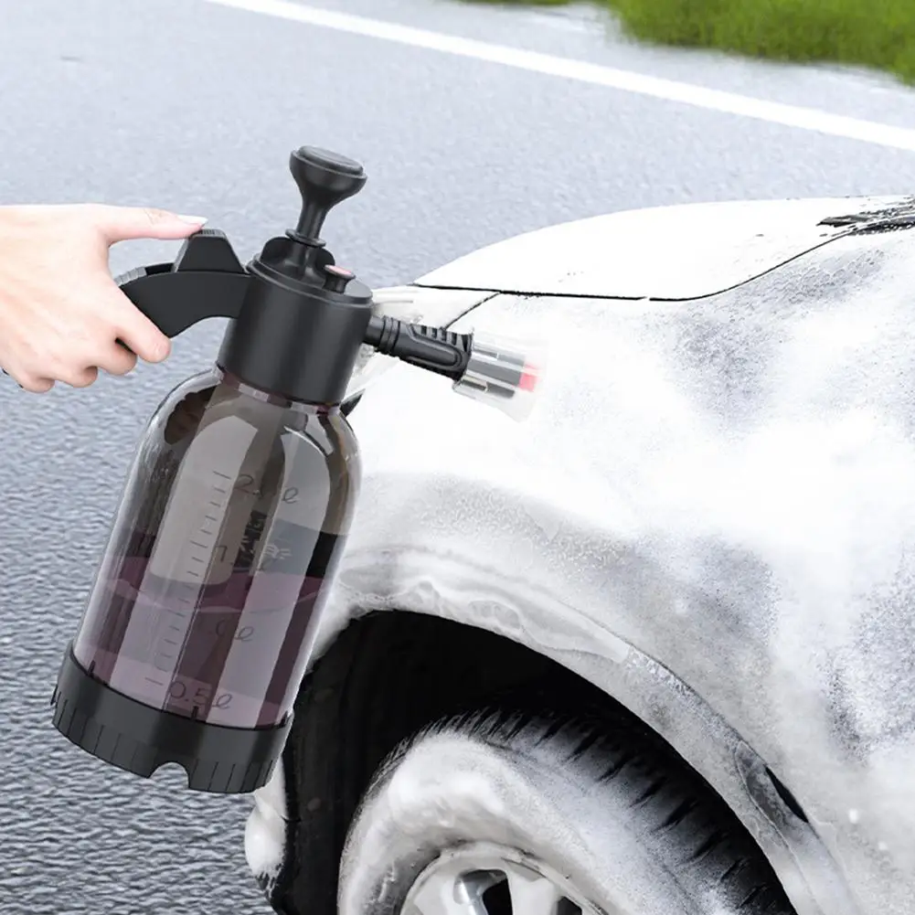 2L Hand Pump Foam Sprayer Snow Foam Gun Nozzle With Pressure Relief Valve Car Wash Spray Bottle Window Cleaning  Tools