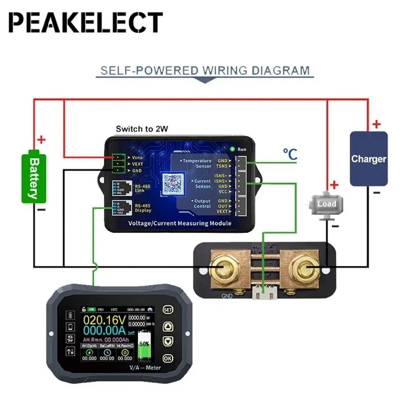 Peakelect KG-F 시리즈 배터리 쿨로미터, 배터리 표시기 테스터, LCD 디스플레이, 전화 제어, 120V, 100A, 400A, 600A