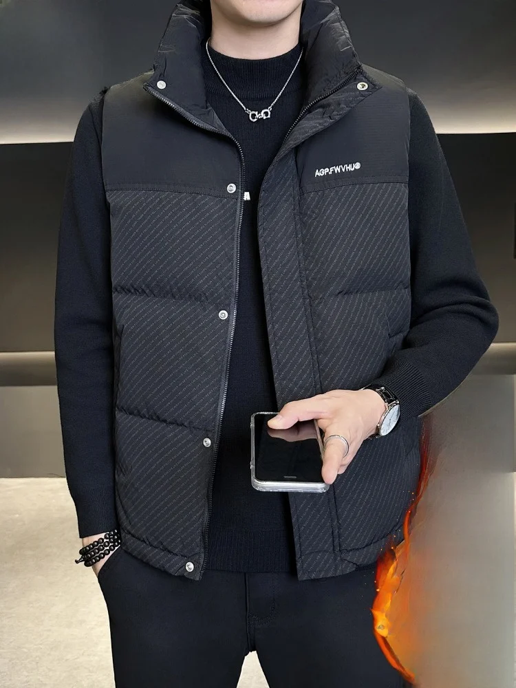 

Мужской осенне-зимний пуховый жилет Paul с воротником-стойкой, теплый, с наполнителем из пуха, белый, с длинными рукавами, повседневное пальто