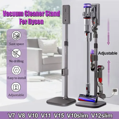 Dyson v10 v11 v15 v12用の掃除機スタンド,調整可能な高さ (110~129cm),コードレス掃除機 収納用ブラケット,パンチングなし,組み立てが簡単，自宅保管用