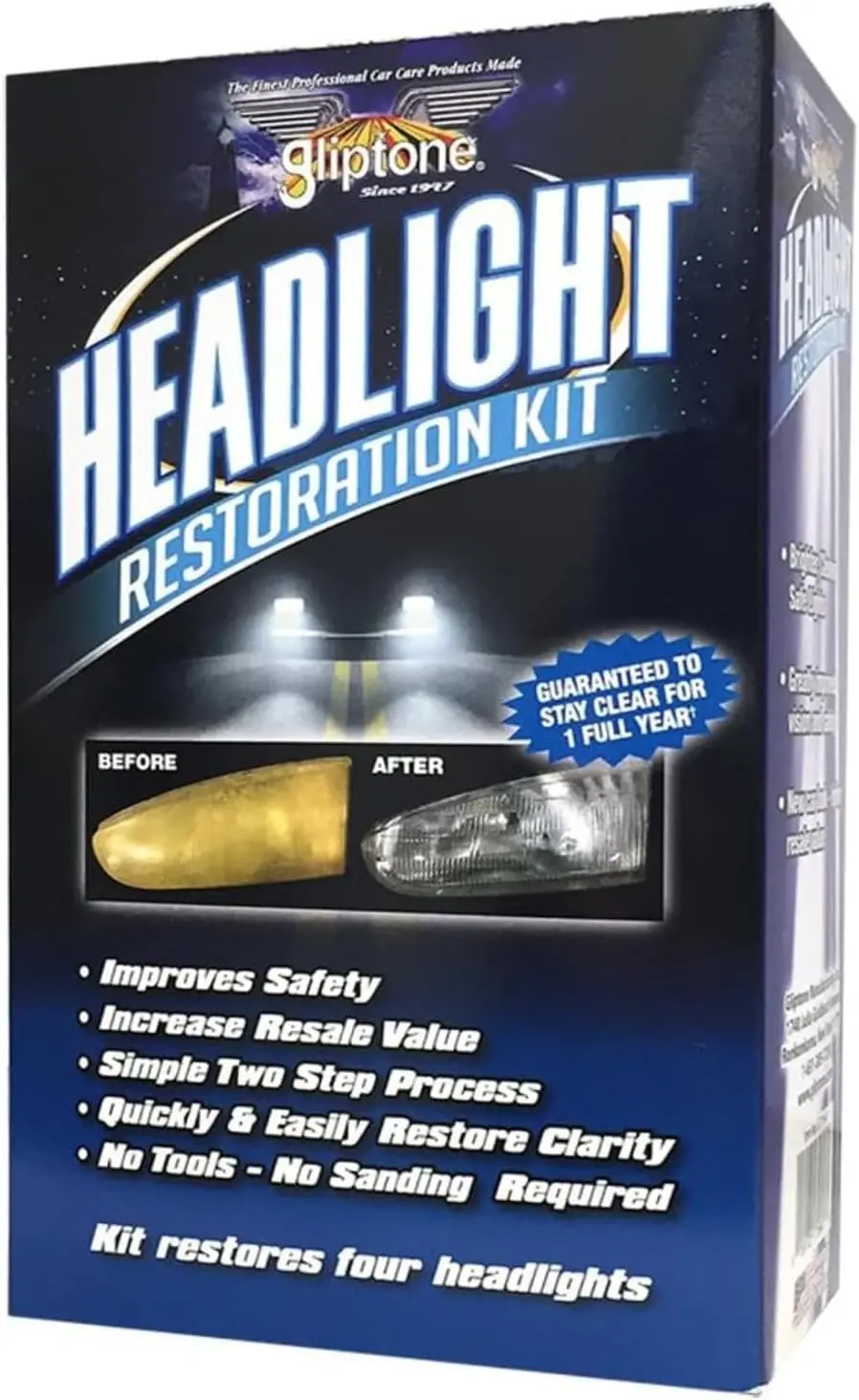 

Headlight Restoration Kit, No Sanding, 2-Step UV Protective Restore, 7-Piece