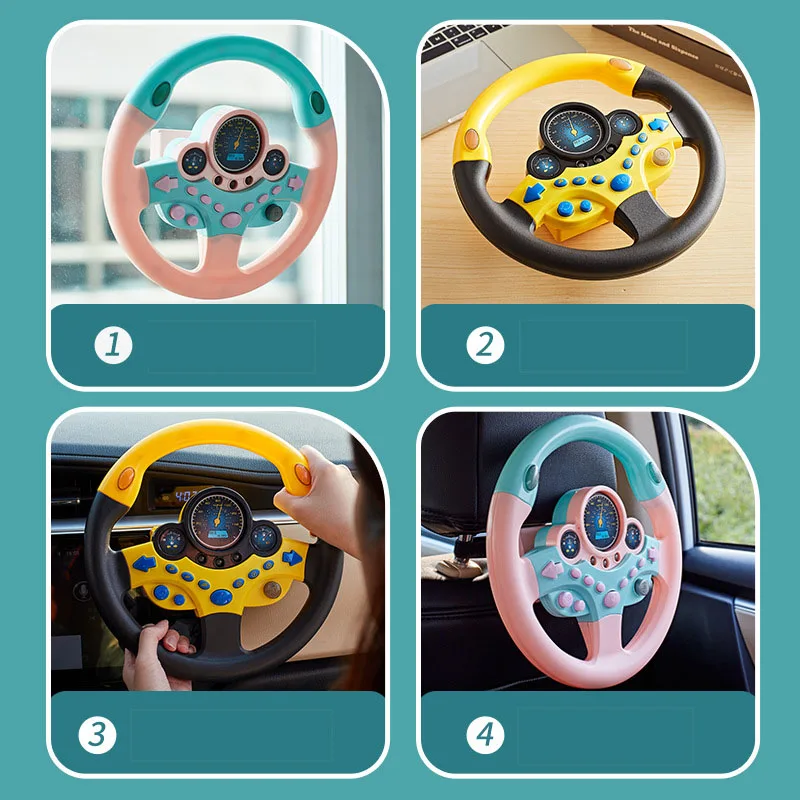 Kids Musical Steering Wheel Vocal Toys Eletric Simulation Steering Wheel Toy With Light Sound Baby Educational Copilot Toy Gift