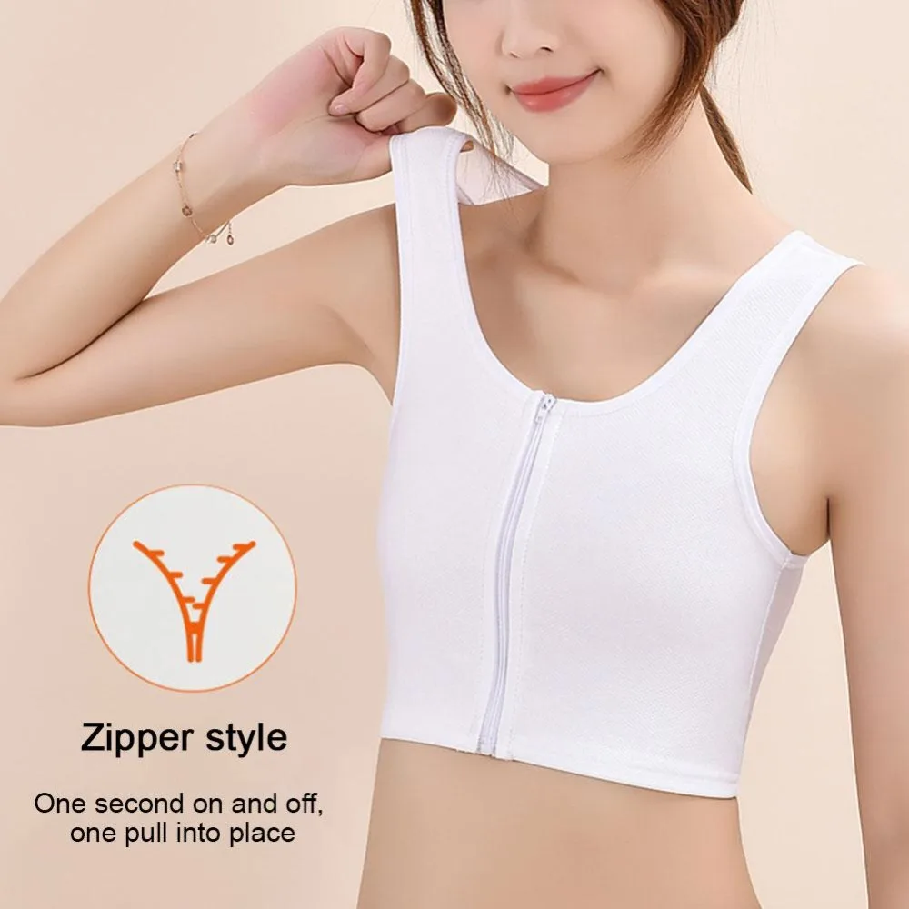 Zip Corset Bra Breathable Non Bandage Tank Tops Front Zipper Chest Vest for Women Shaping Clothes