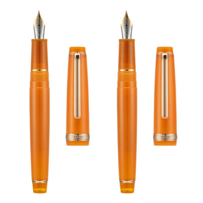A+ 2PCS Jinhao 82 Resin Fountain Pen EFF Nib , Transparent Brown with Golden Clip