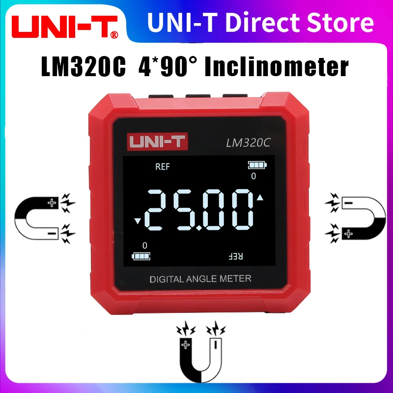 UNI-T  Digital Angel Meter Relative & Absolute Angle Measurement 4x90° Inclinometer 3 Side Magnetic Electronic Goniometer