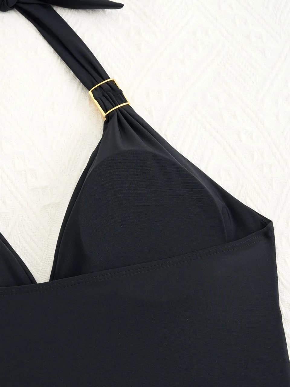 2026 Halter Tankini Set 2 Pieces Solid Backless Swimwear Women High Waist Swimsuit Female Bathing Swimming Suit Padded Beachwear