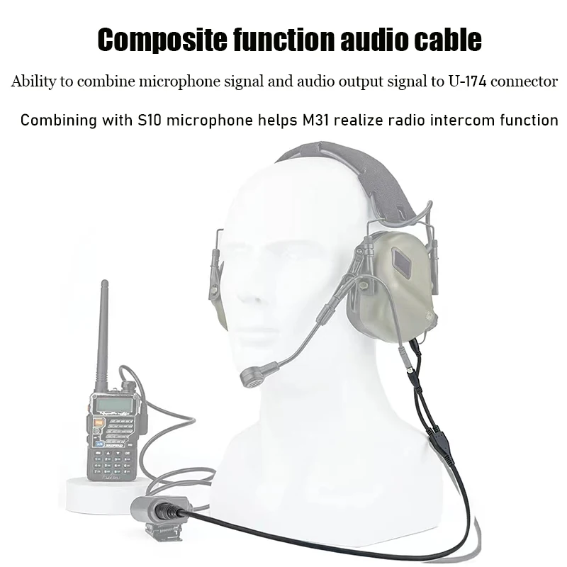 EARMOR Tactical Headset Adapter Wireless Intercom Audio Cable Military Communication Microphone Kit Tactical Headset Accessories