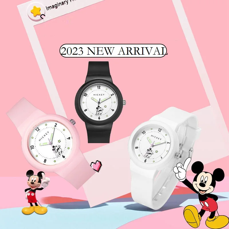 Imagem -03 - Relógio de Pulso Disney Mickey Mouse para Meninas Japão Quartzo Dial dos Desenhos Animados Impermeável Relógio para Jovem Senhora Crianças Estudante Relógio de Pulso Luminoso