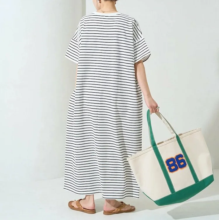 新しいレディースTシャツワンピース、ゆったりスタイル、おしゃれでゆったりとしたスリムな半袖ロングスカート、エレガントでカジュアルなマキシワンピース