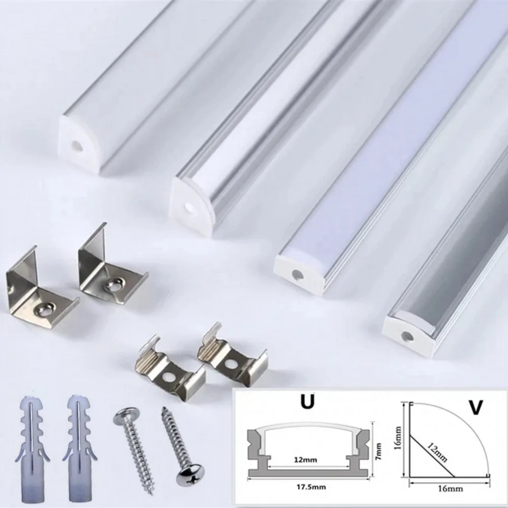 Perfil de aluminio de esquina LED, soporte de canal para tira de luz LED, lámpara esculpida para armario de cocina, 50cm