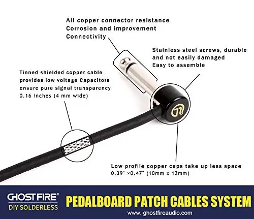 Ghost Fire SP-01 DIY Solderless Pedalboard Cable Kit for Guitar Effects & Pedal Board, with Cutter, Bolt Driver