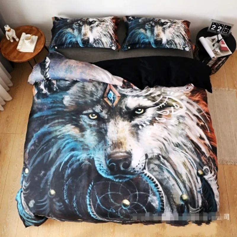 

Cartoon Wolf Warrior Novel 3D Digital Printing Bedding Set Kids Duvet Cover Pillowcase for Children Boys Girls Bed 1.2m 1.8m