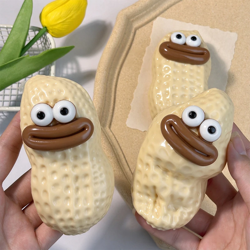 Funny Peanut Squishy Toy Coconut Oil Stress Ball Shapeable Squeeze Toy Non-Bounce ASMR Sensory Fidget Toy Holiday Gifts Adult