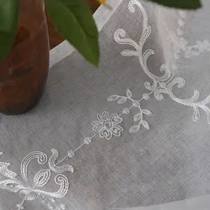 Perdeler saydam vual, çiçek nakış, ve beyaz oturma odası için, yatak odası En çok satılan 12 perde vual nakışı-no. 6