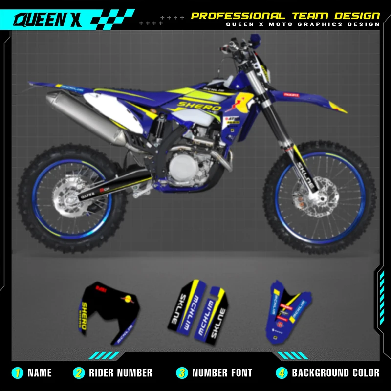 Queen X MOTOR Custom Team Graphics Decals Stickers Kit For Sherco Decal 2012 2013 2014 2015 2016  SE SE250 300 009