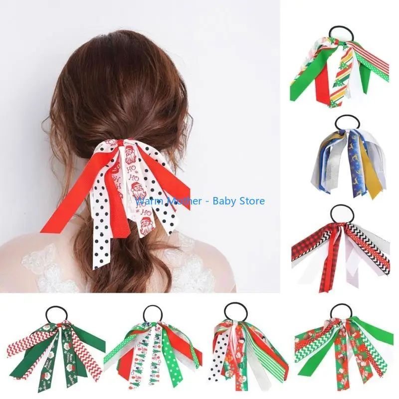 عيد الميلاد نمط الحرير Scrunchies طفل الشعر الديكور عطلة الشعر التعادل لينة مريحة هيرباند للفتيات ذيل الحصان 57QE #5